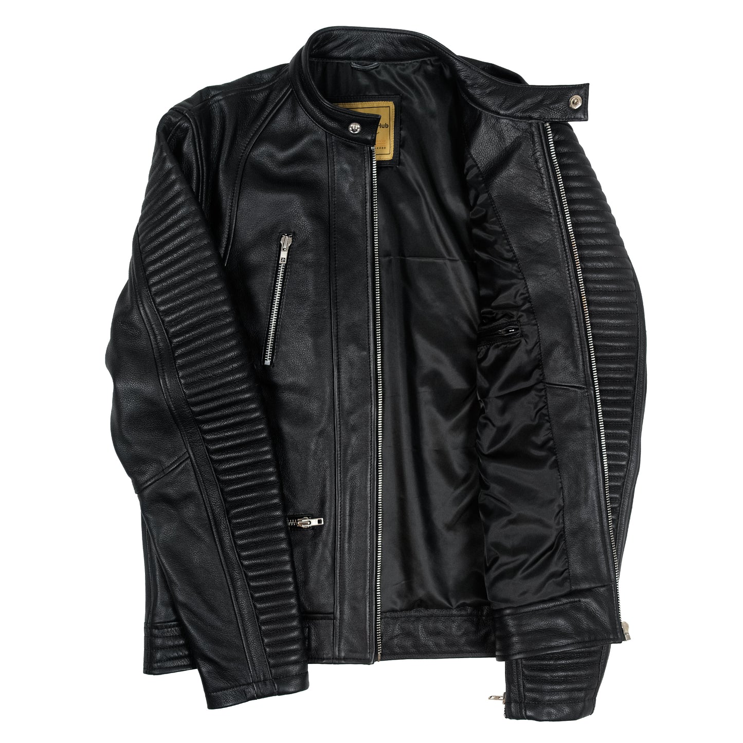 Inside view of the Roadster Quilted Leather Biker Jacket