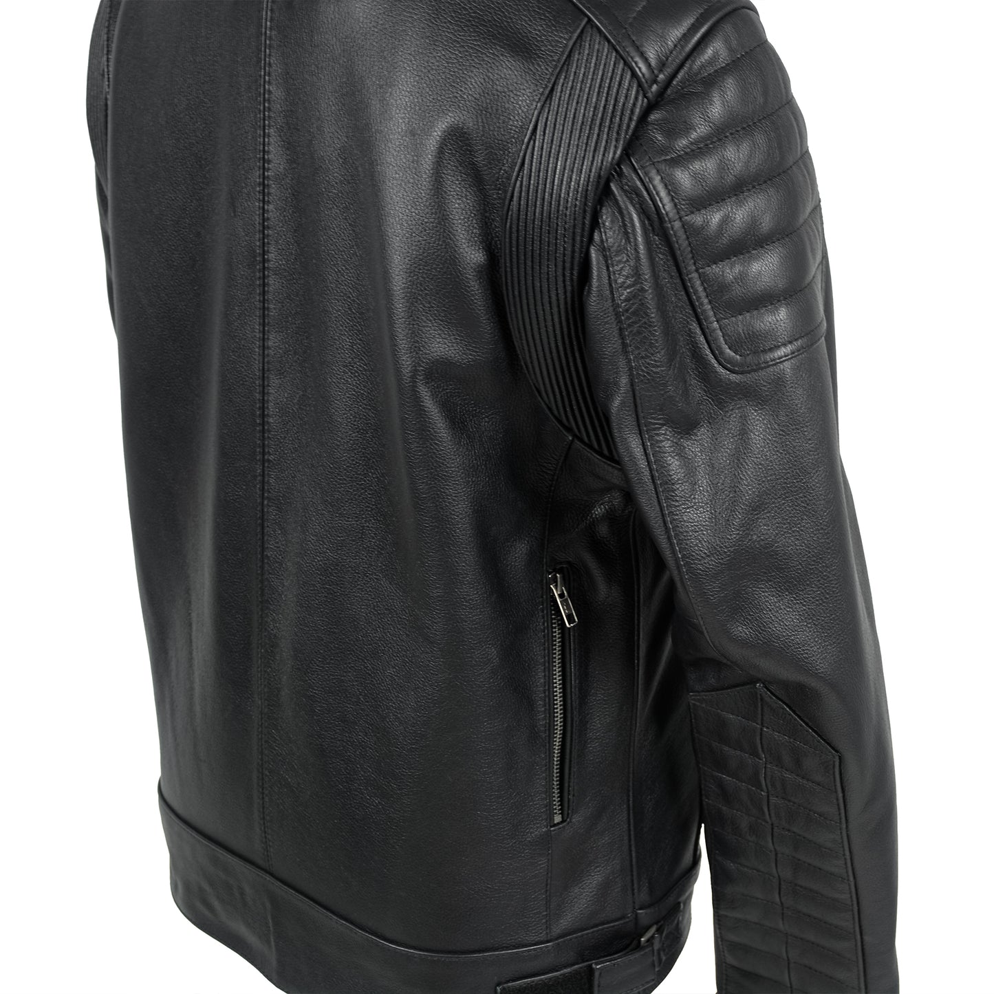 Side View Showing Waist Buckles and Zippered Pockets