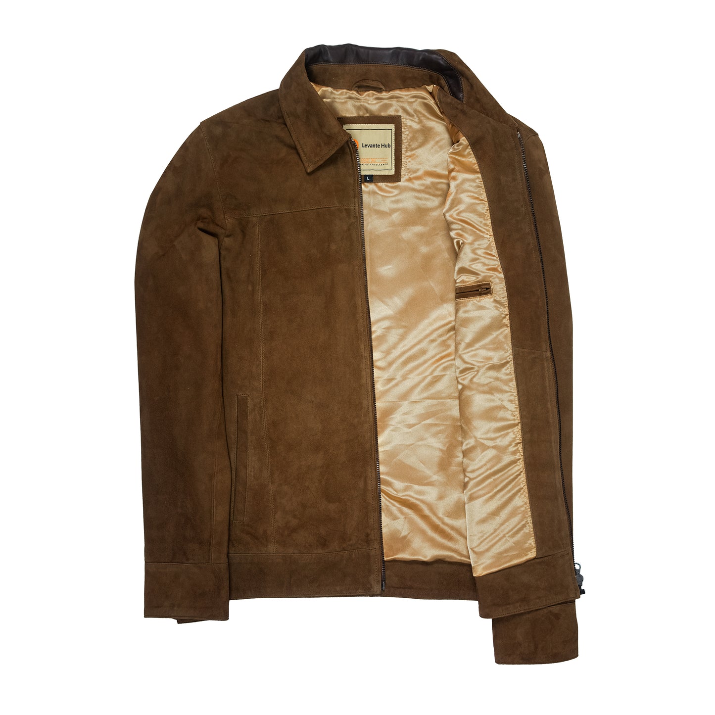 Earth Brown Goat Suede Men’s Jacket with Zip Closure