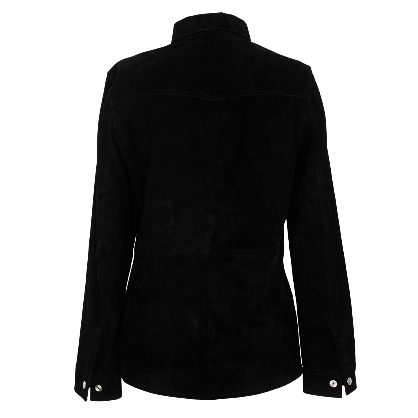 Back view of Levante Women’s Black Suede Leather Shirt