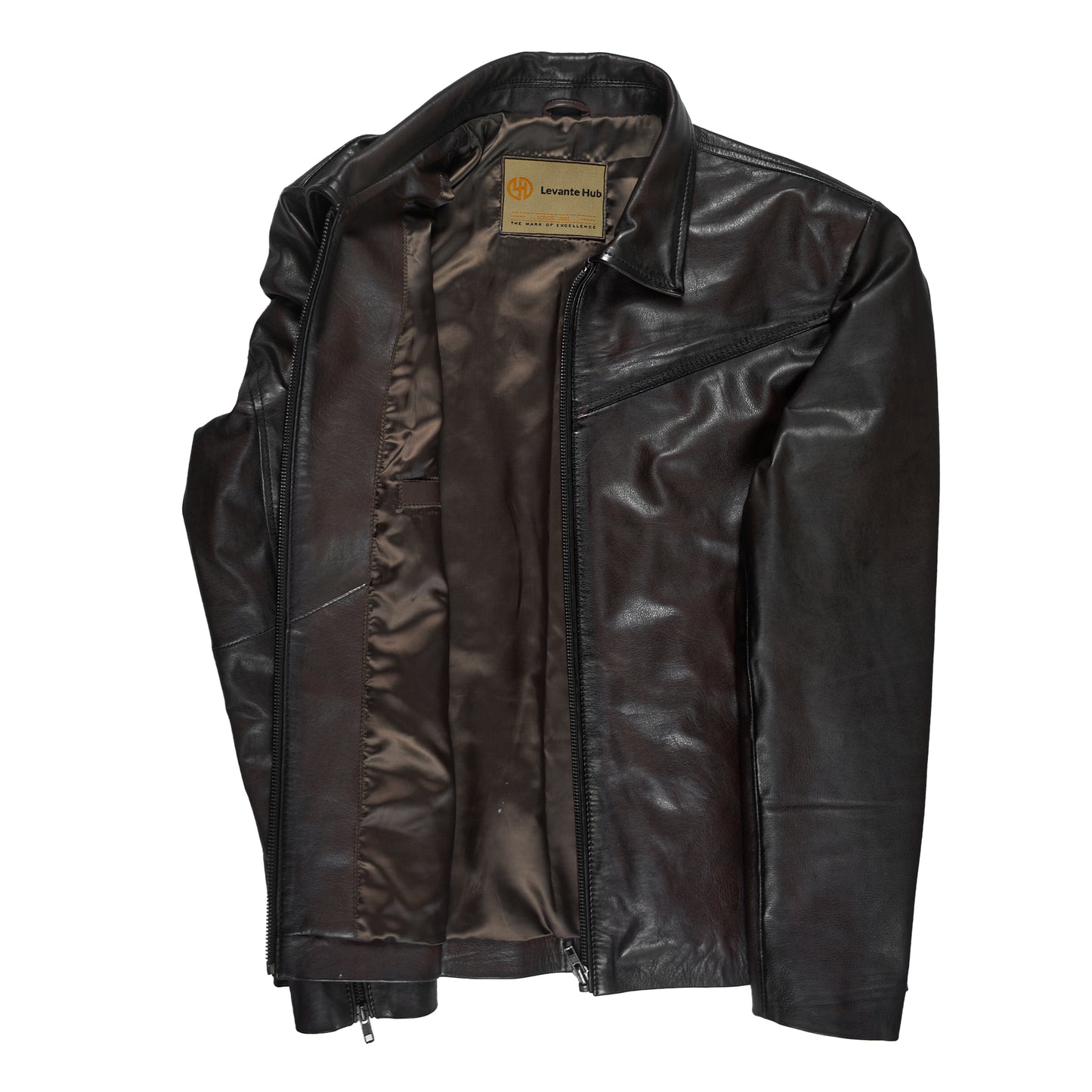 Close up view of RidgeLine Men’s Classic Cowhide Leather Jacket