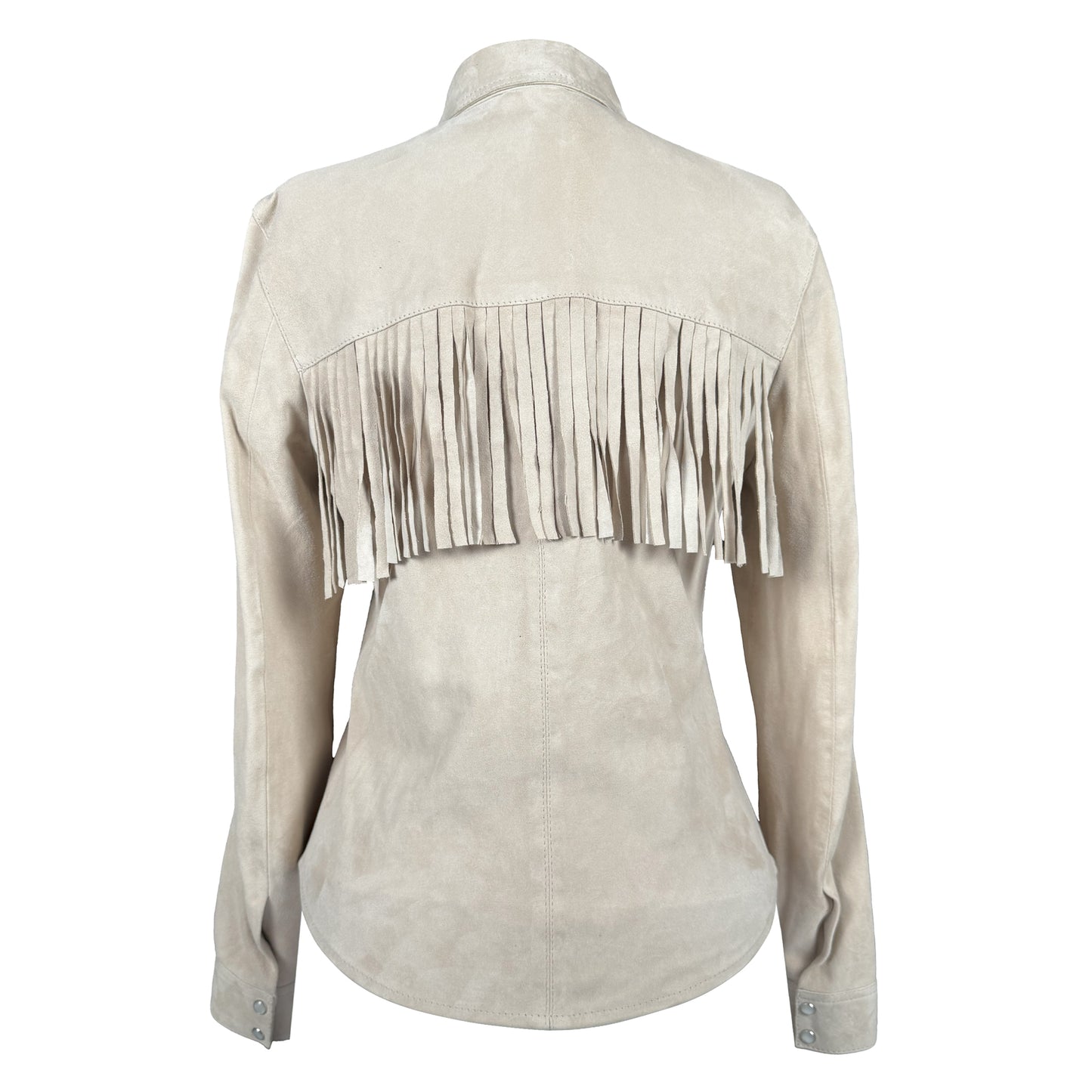 Western Fringe Suede Shirt - Back View