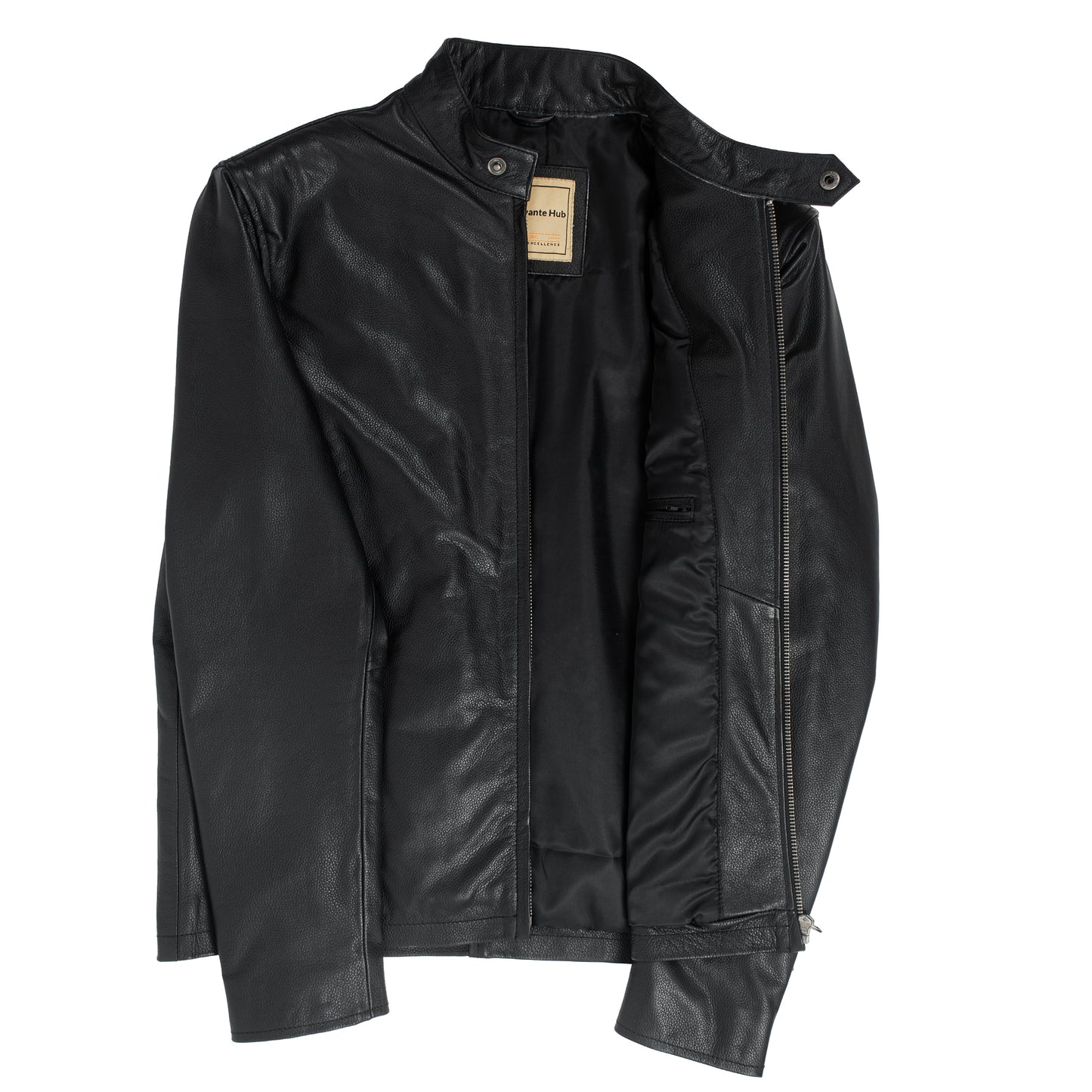 Men’s black calfskin leather biker jacket