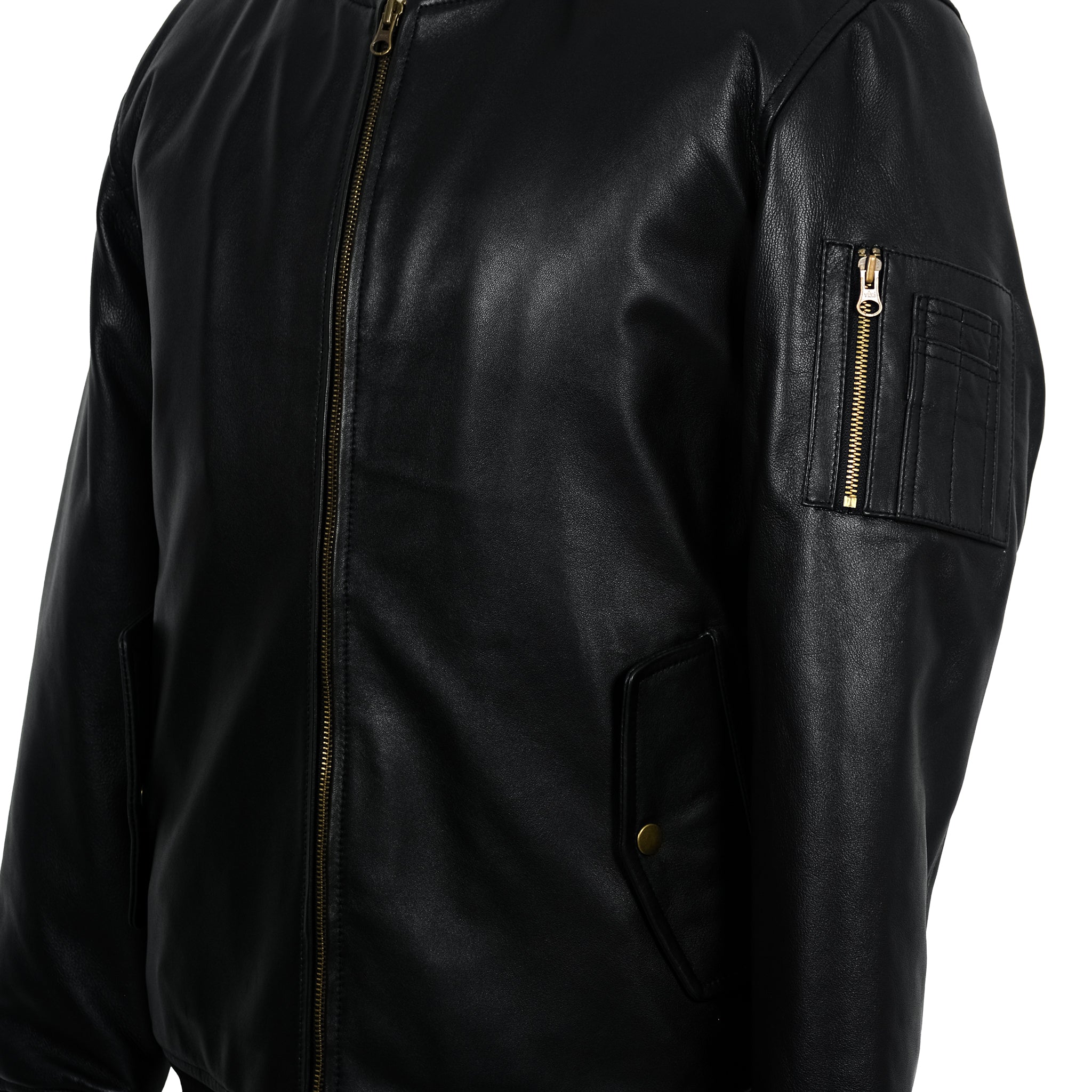 Black Classic Sheep Leather Bomber Jacket – Levante Hub