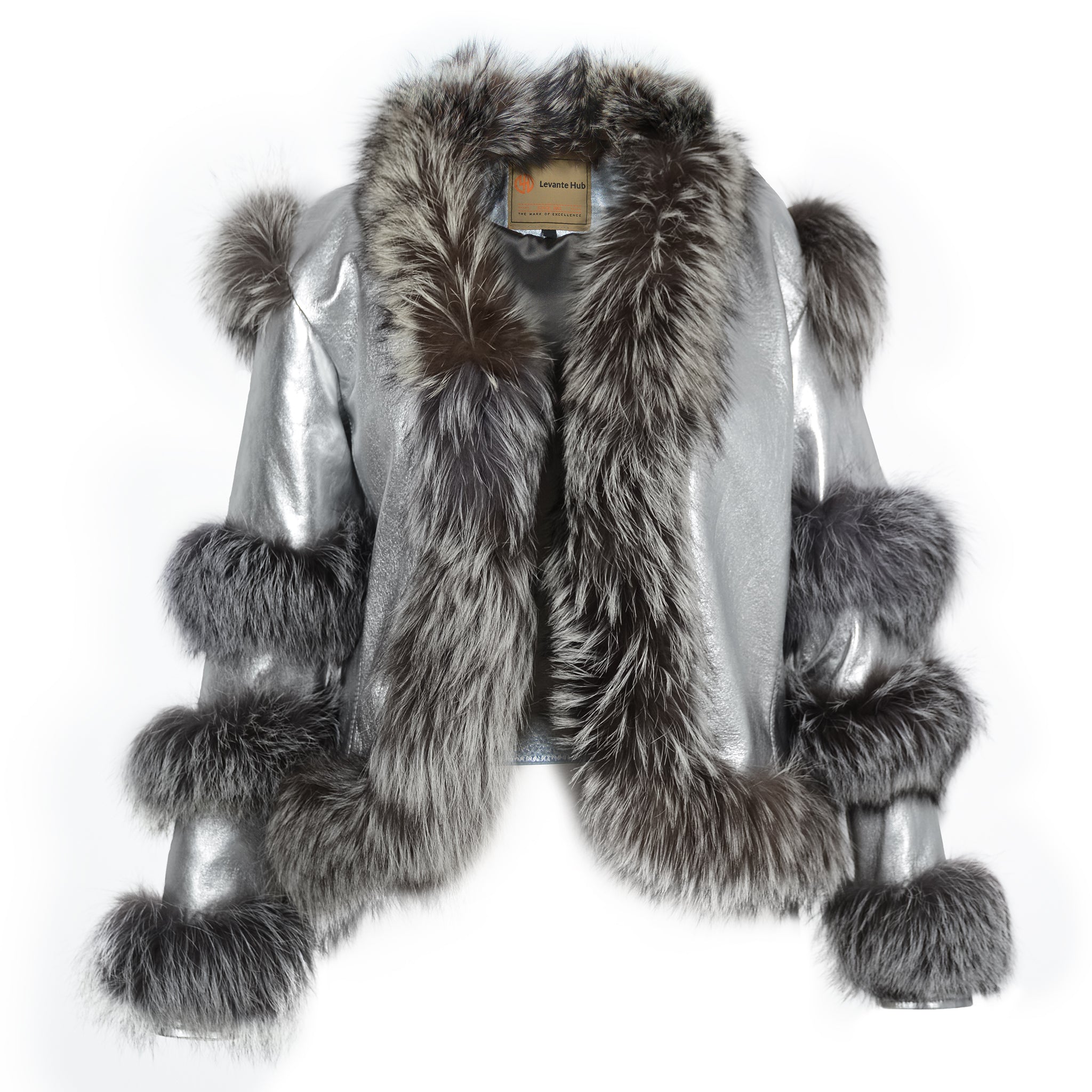 Aurora Luxe Metallic Silver Sheep Leather Jacket – Levante Hub